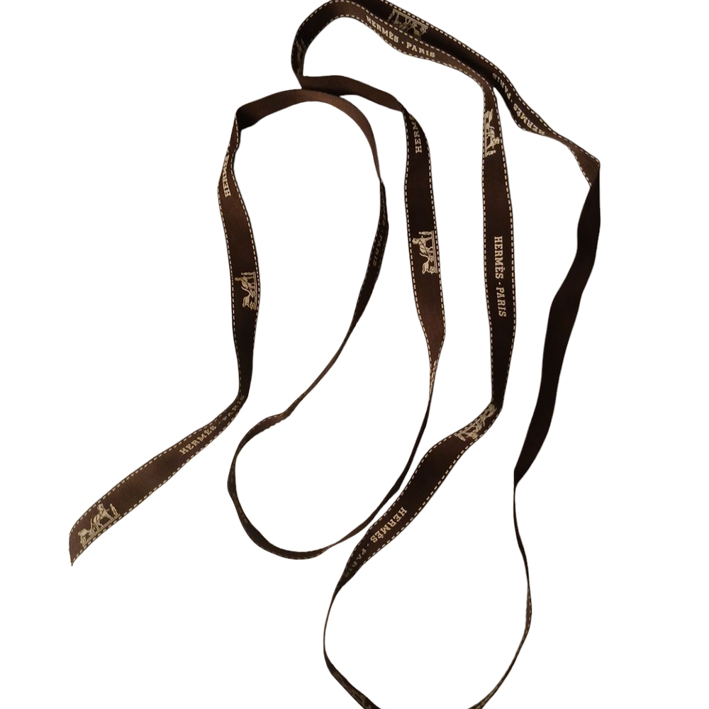 Hermes Dark Brown Ribbon with White Detailing